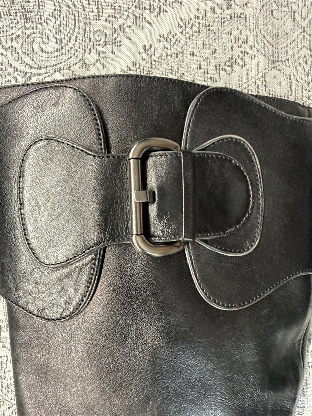 Black Leather -  Antonio Melani - Knee-High Buckle Boots - 7.5
